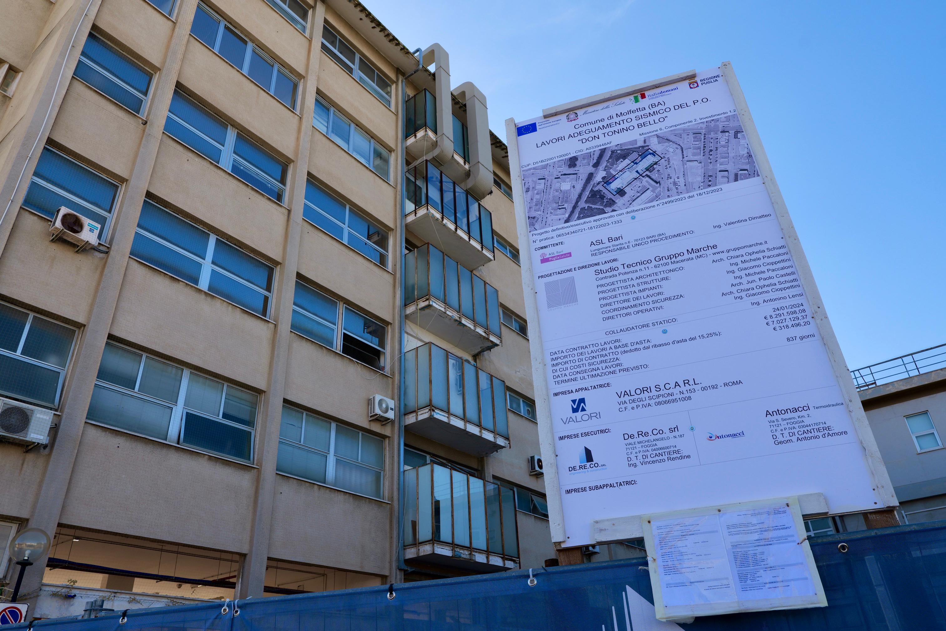 Galleria PNRR-PNC, adeguamento antisismico ed efficientamento energetico: Asl Bari dà il via a lavori da 7,3 milioni all’Ospedale di Molfetta - Diapositiva 5 di 10