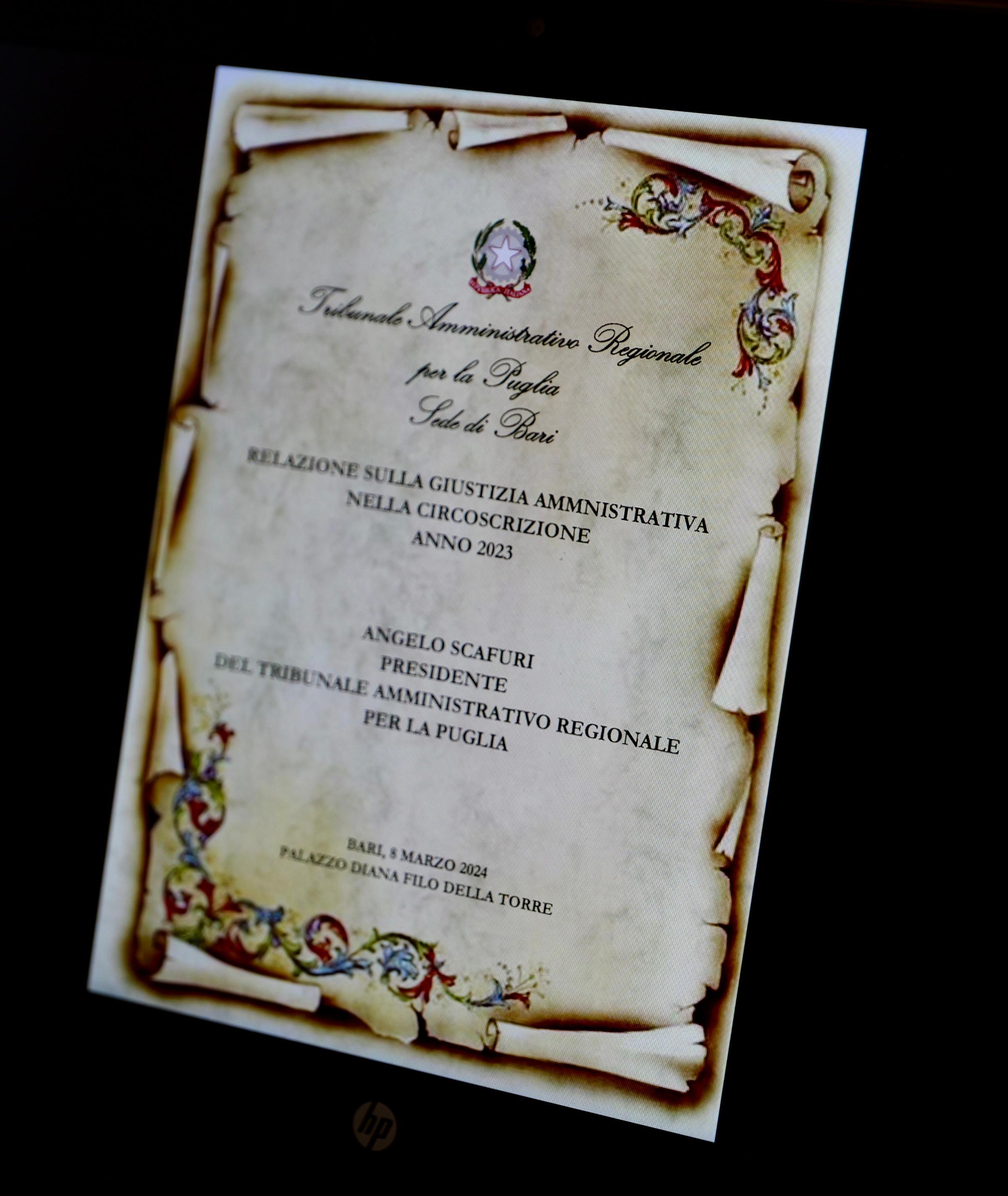 Galleria Il presidente Emiliano alla cerimonia di inaugurazione dell’anno giudiziario del Tar Puglia: “Una giornata importante per la Regione” - Diapositiva 9 di 13