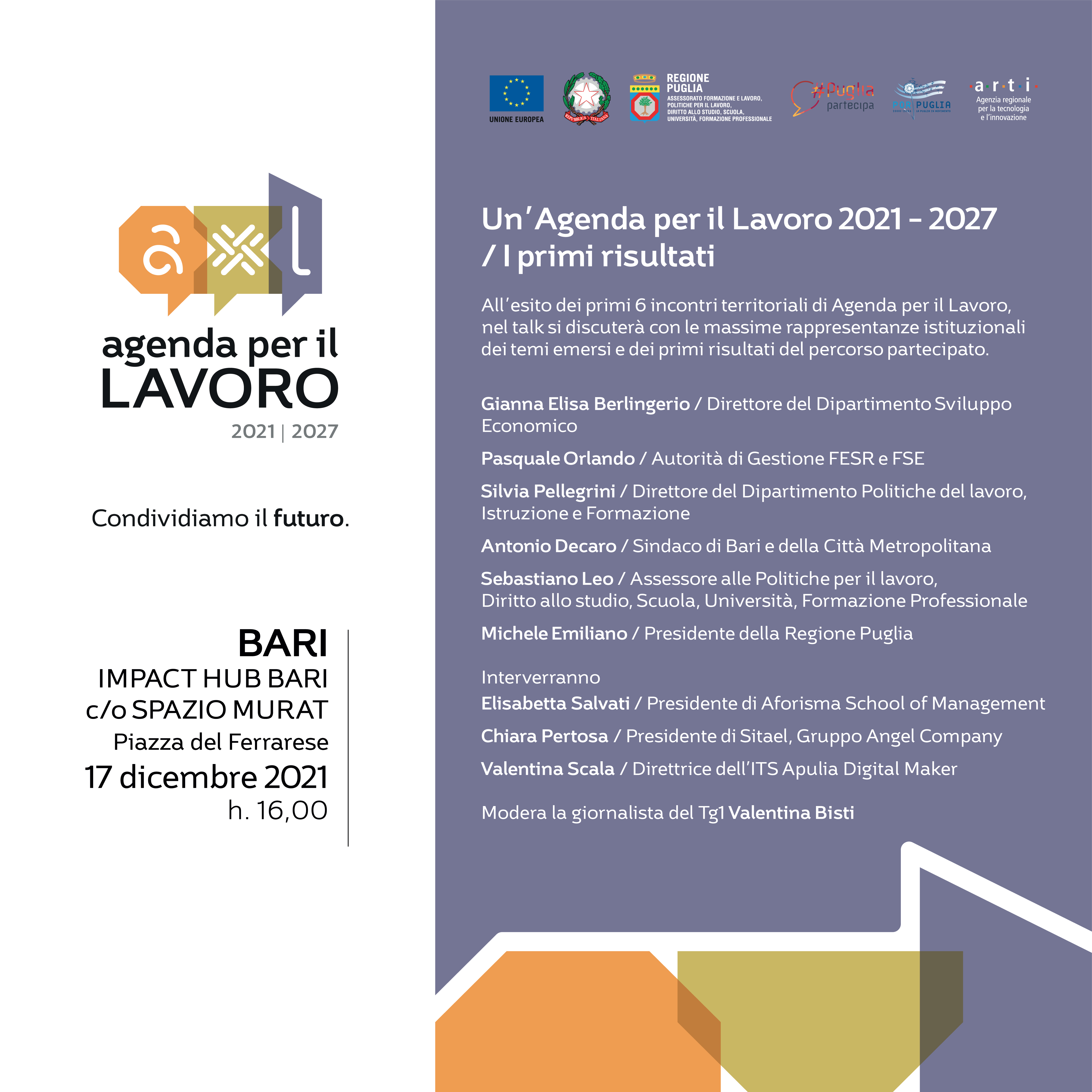 Galleria VENERDÌ 17 DICEMBRE A BARI L’ULTIMO APPUNTAMENTO DI AGENDA PER IL LAVORO 2021- 2027 - Diapositiva 2 di 2