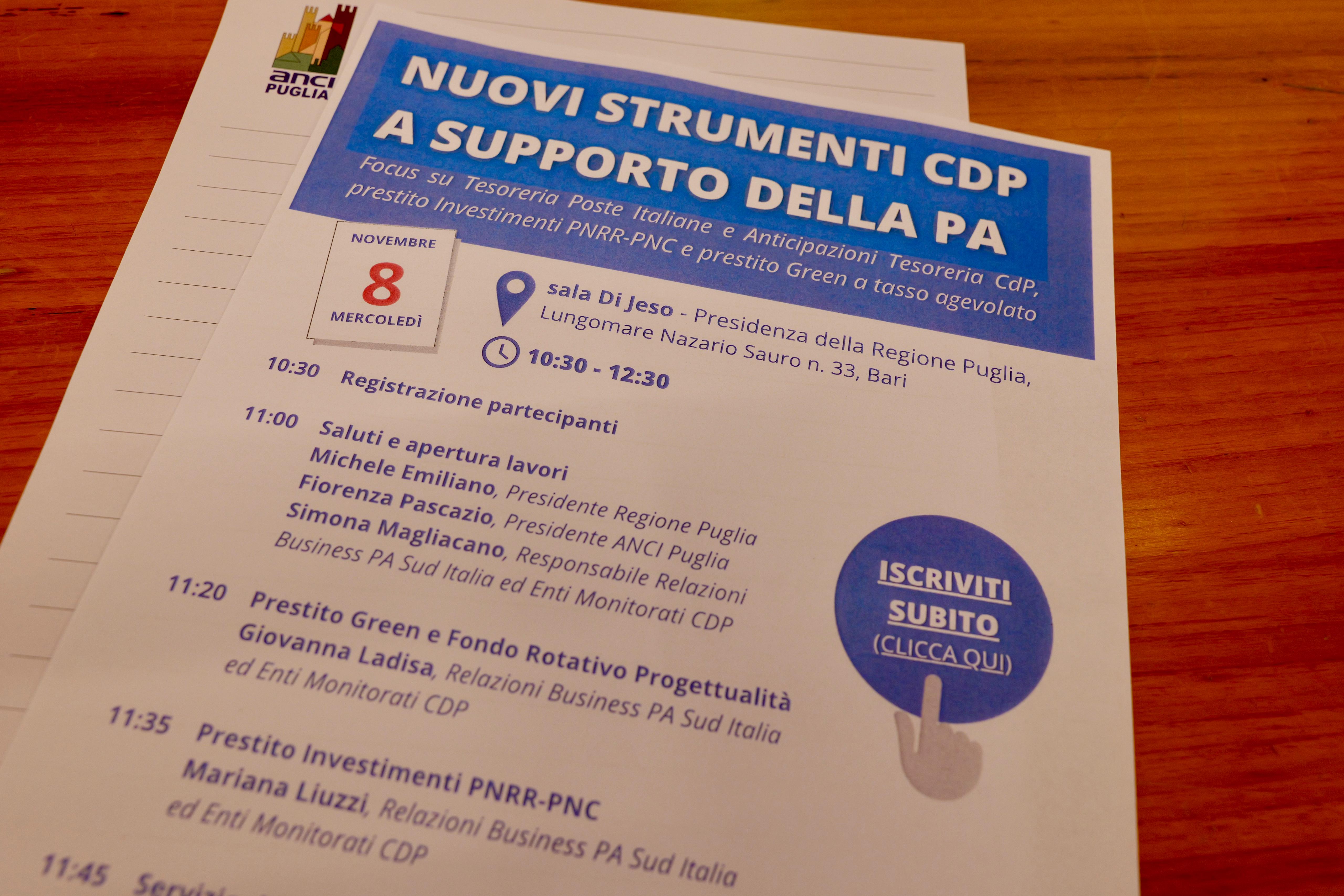 Galleria Regione Puglia, Anci Puglia e Cassa Depositi e Prestiti presentano strumenti finanziari a supporto della Pa per uno sviluppo sostenibile del territorio - Diapositiva 8 di 8