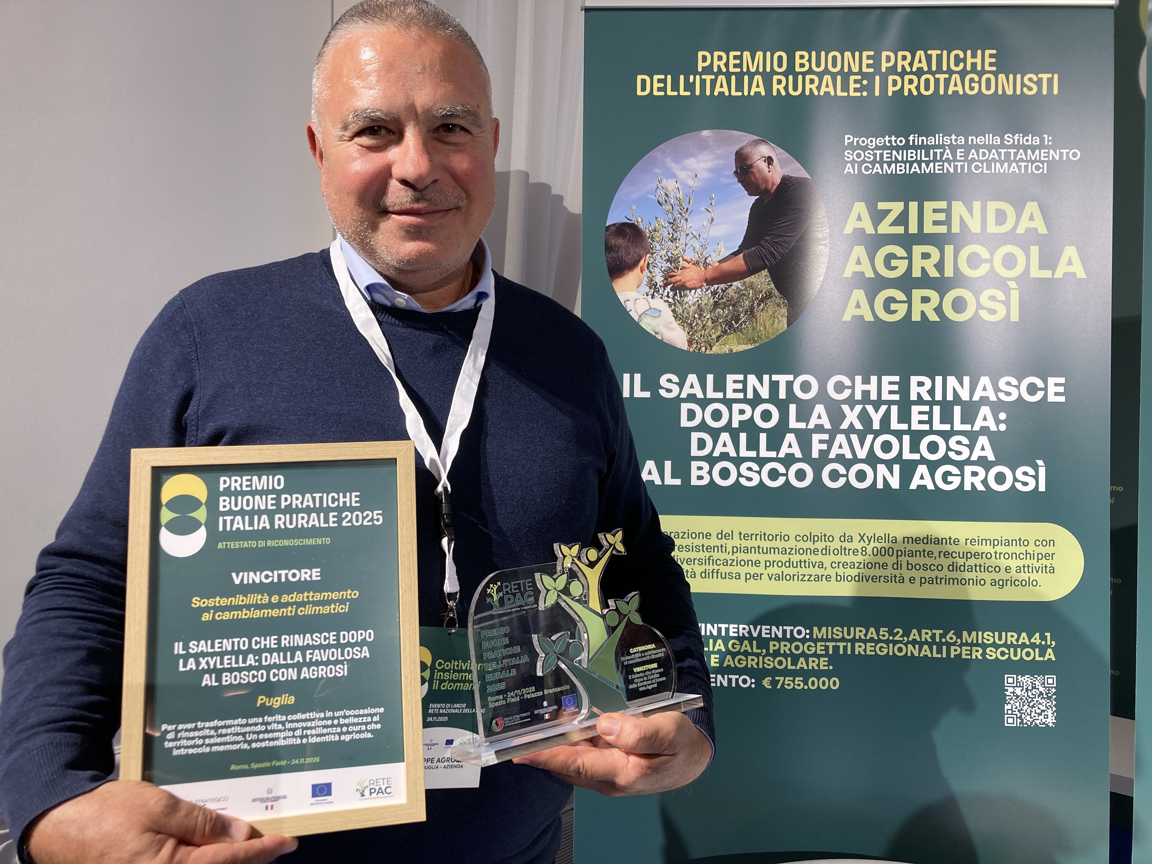 Galleria Oltre la Xylella: premiata dal Masaf la buona pratica di reimpianto di cultivar resistenti dell’azienda salentina Agrosì - Diapositiva 1 di 4