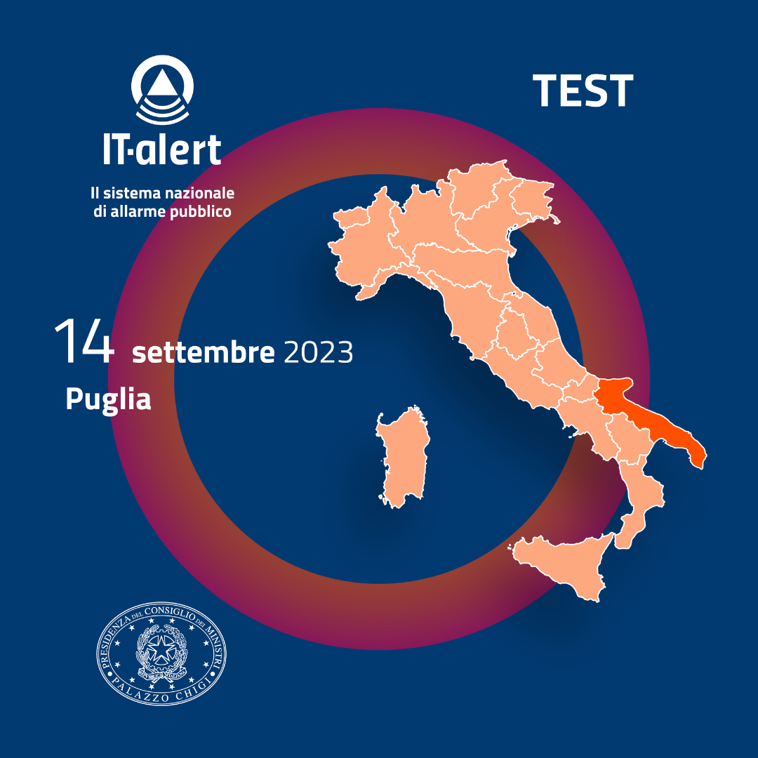Galleria Il 14 settembre in Puglia verrà testato il nuovo sistema di allarme pubblico nazionale promosso dal Governo italiano - Diapositiva 2 di 3