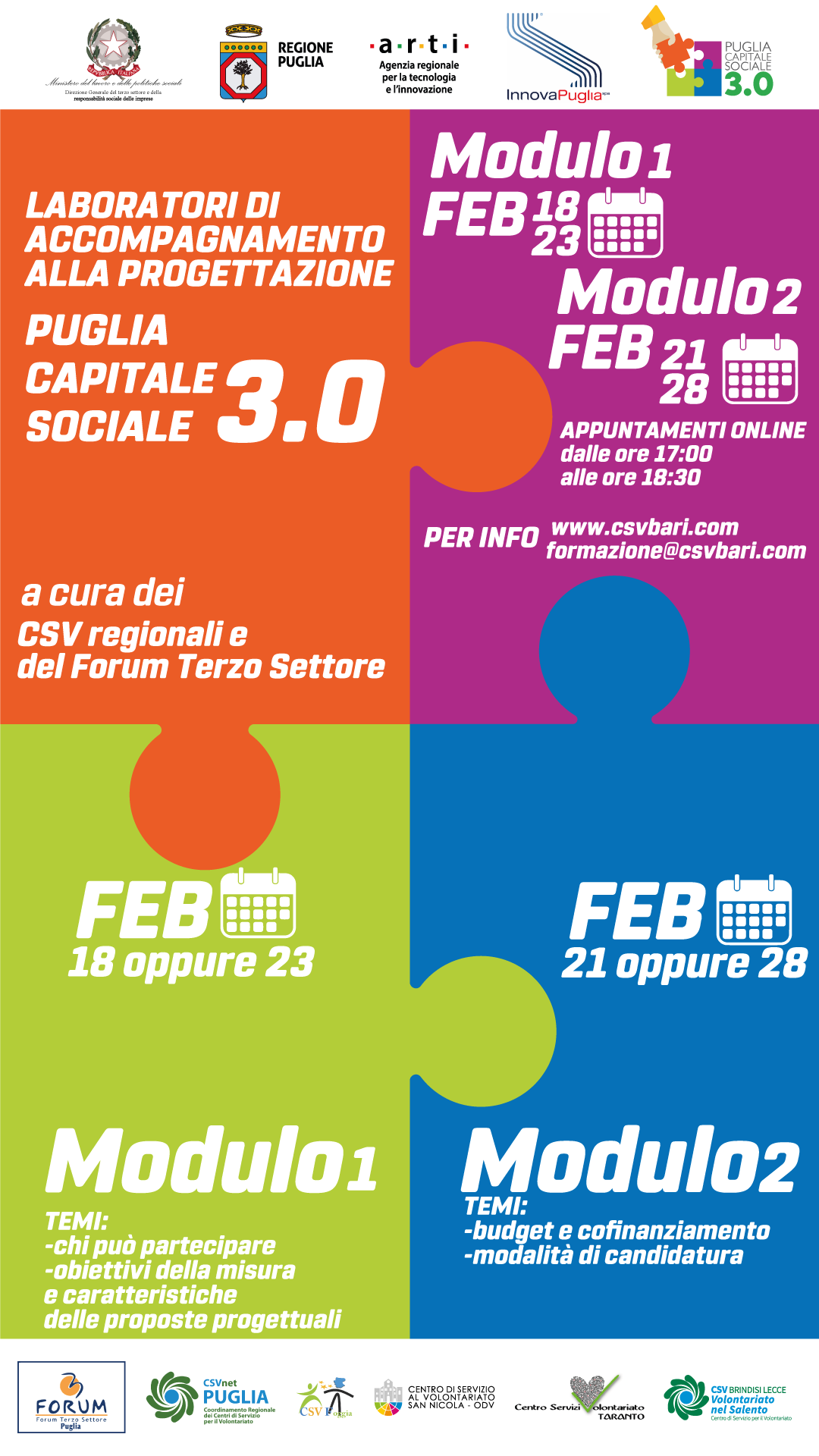 Galleria Iniziano domani i laboratori di accompagnamento alla progettazione  “Puglia Capitale Sociale 3.0” - Diapositiva 1 di 1