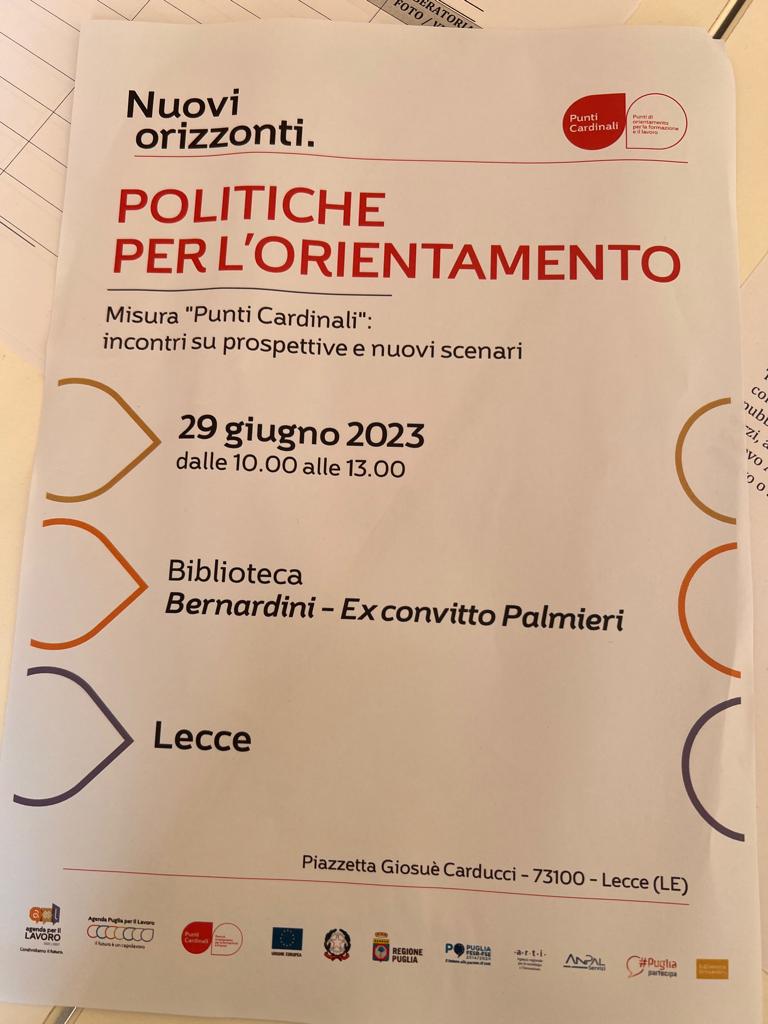 Galleria Politiche per l’orientamento, Misura “Punti Cardinali: incontri su prospettive e nuovi scenari”: ampia partecipazione all’incontro di Lecce - Diapositiva 2 di 8