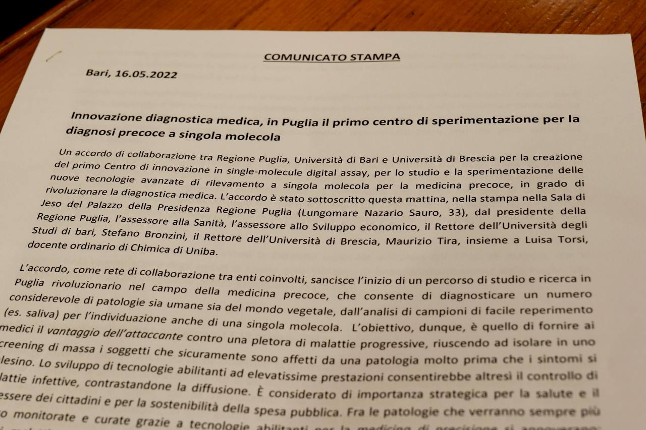 Galleria Innovazione diagnostica medica, in Puglia il primo Centro di sperimentazione per la diagnosi precoce a singola molecola - Diapositiva 3 di 6