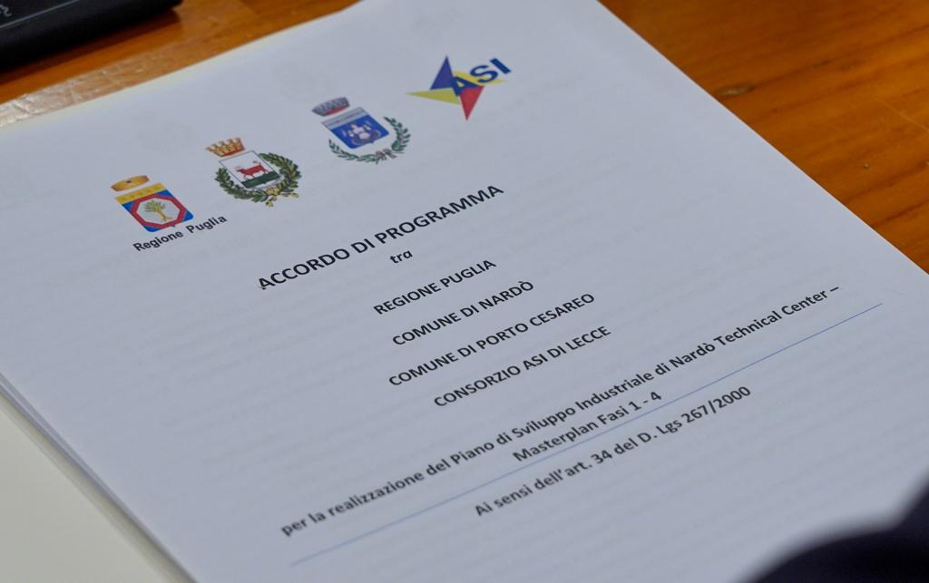 Galleria Piano di sviluppo industriale di NTC – Masterplan, sottoscritto l’Accordo di Programma con la Regione Puglia - Diapositiva 1 di 13